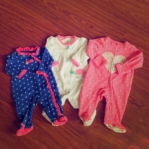 💚3 Baby Girls Sleepers NB💙